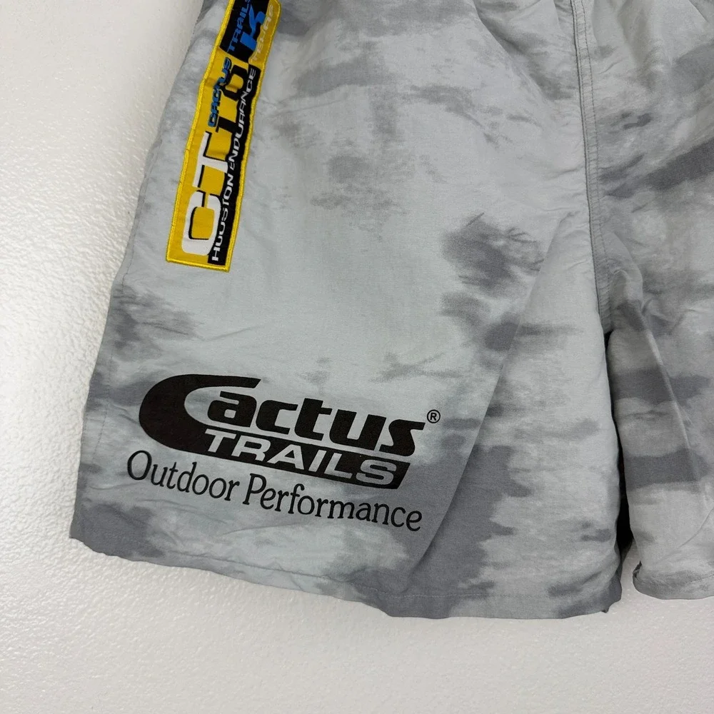Cactus Jack Shorts Mens 2XL Gray Swim Trunks Trails Tie Dye Patches Beach 5.5